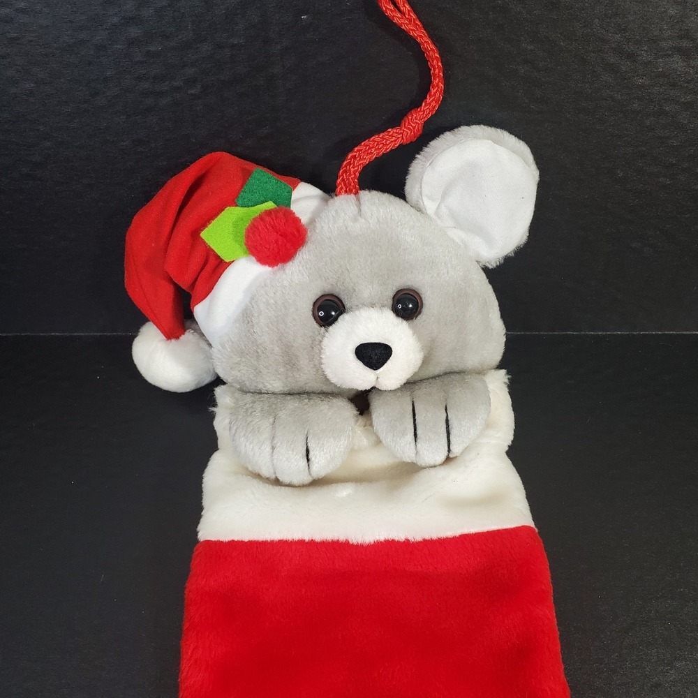 Vintage Russ‎ Berrie Christmas Mouse Plush 23" Stocking